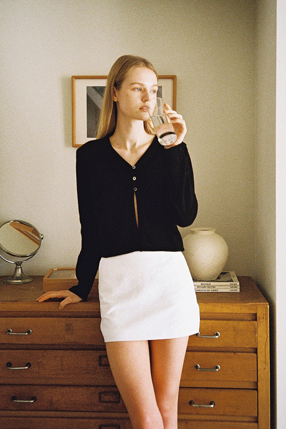 Micro Jacquard Skirt (white)